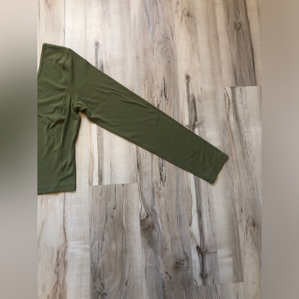 Lululemon Align V-Neck Long Sleeve Crop Top Olive Green Nulu Women's Size 6 - Picture 5 of 15